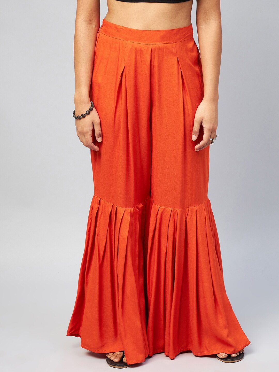 

InWeave Women Orange Flared Palazzos
