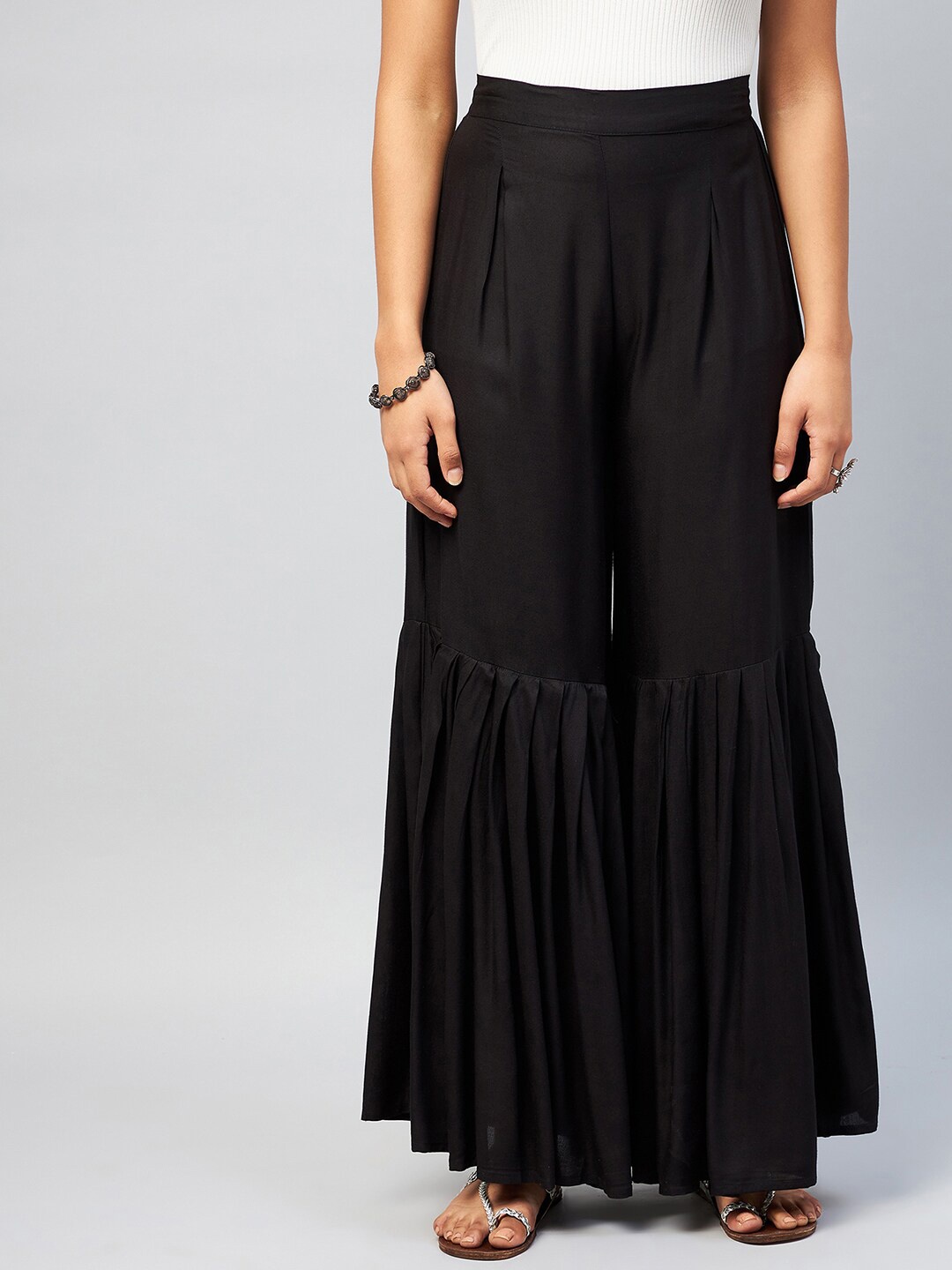 

InWeave Women Black Flared Ethnic Palazzos