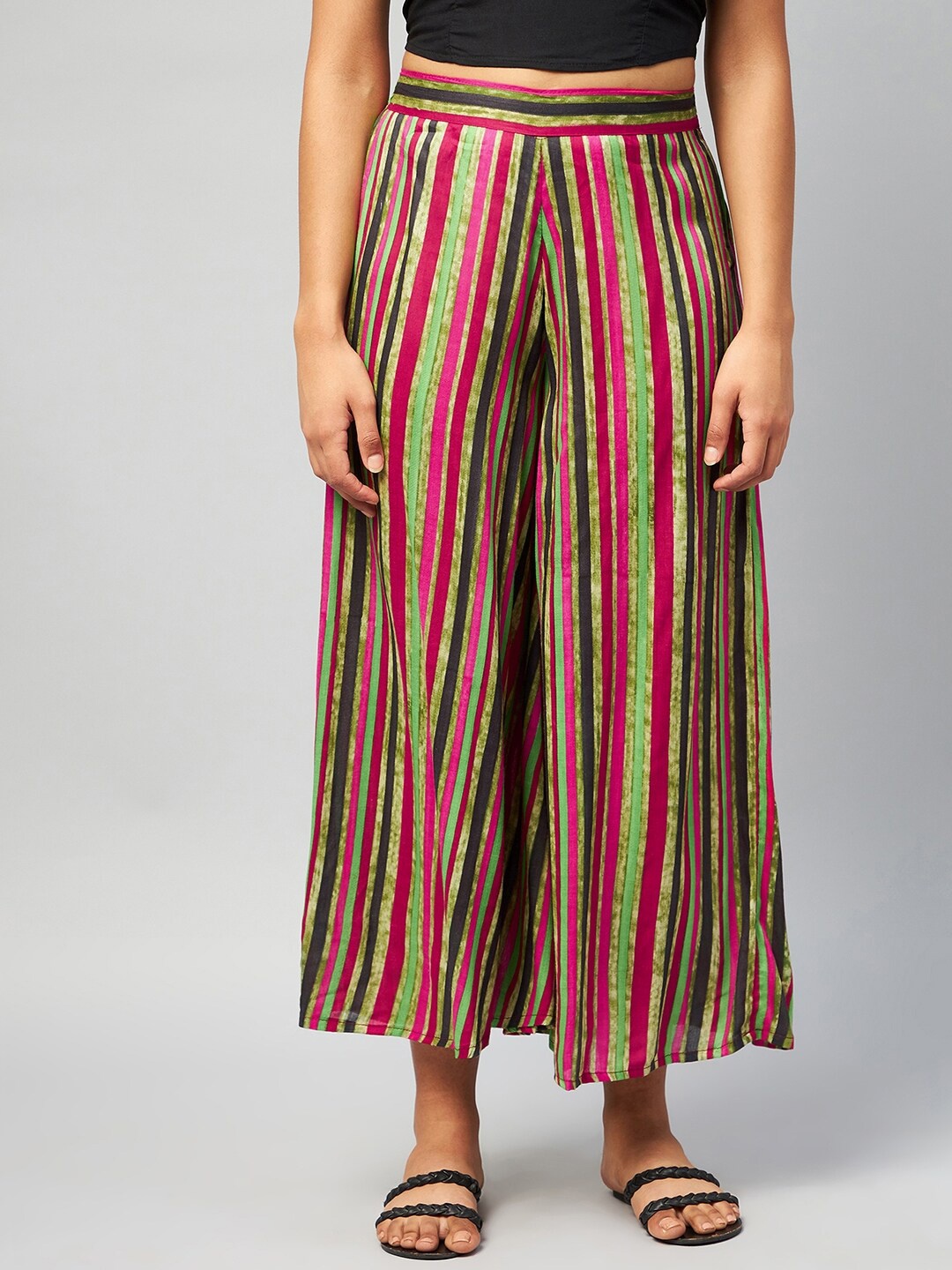 

InWeave Women Multicolored Striped Flared Palazzos, Multi