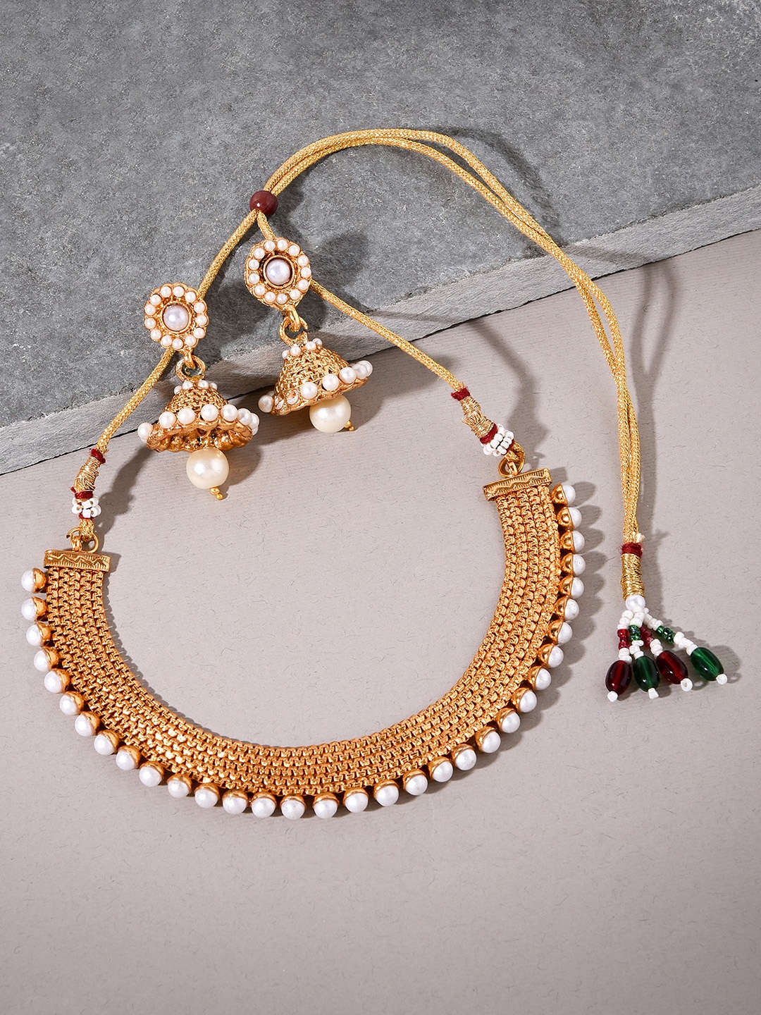 

Fida Gold-Plated & White Pearls-Beaded Jewellery Set