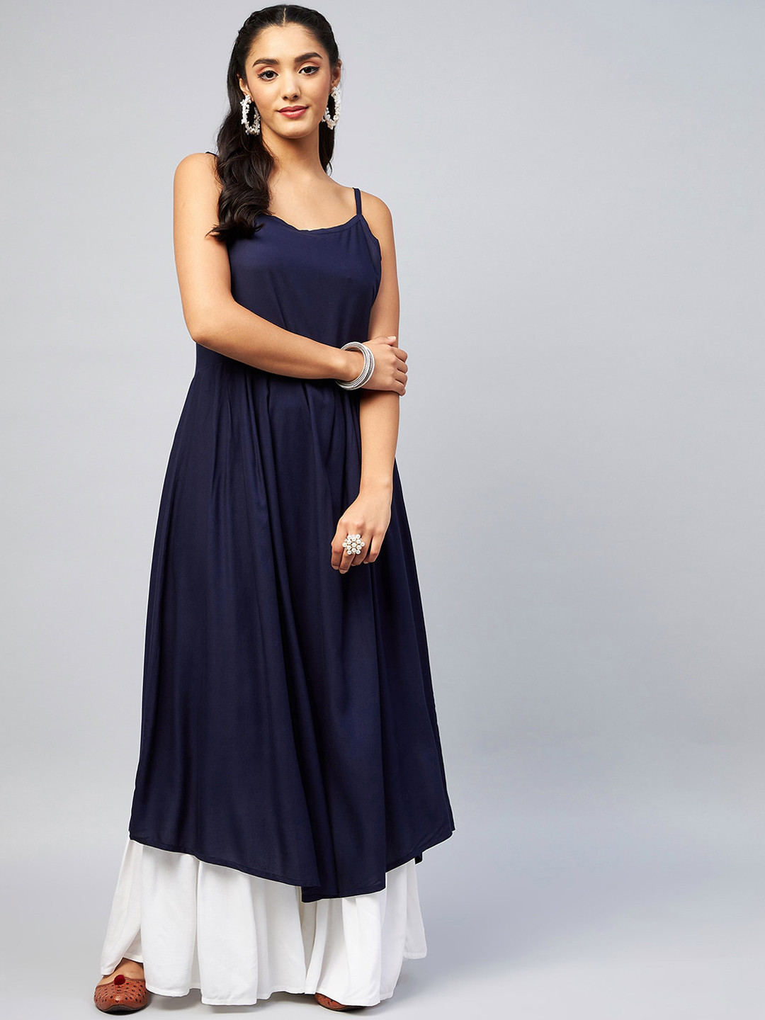 

InWeave Women Navy Blue Anarkali Kurta