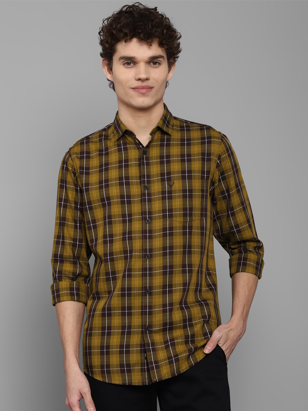 

Allen Solly Men Mustard Slim Fit Tartan Checked Casual Shirt