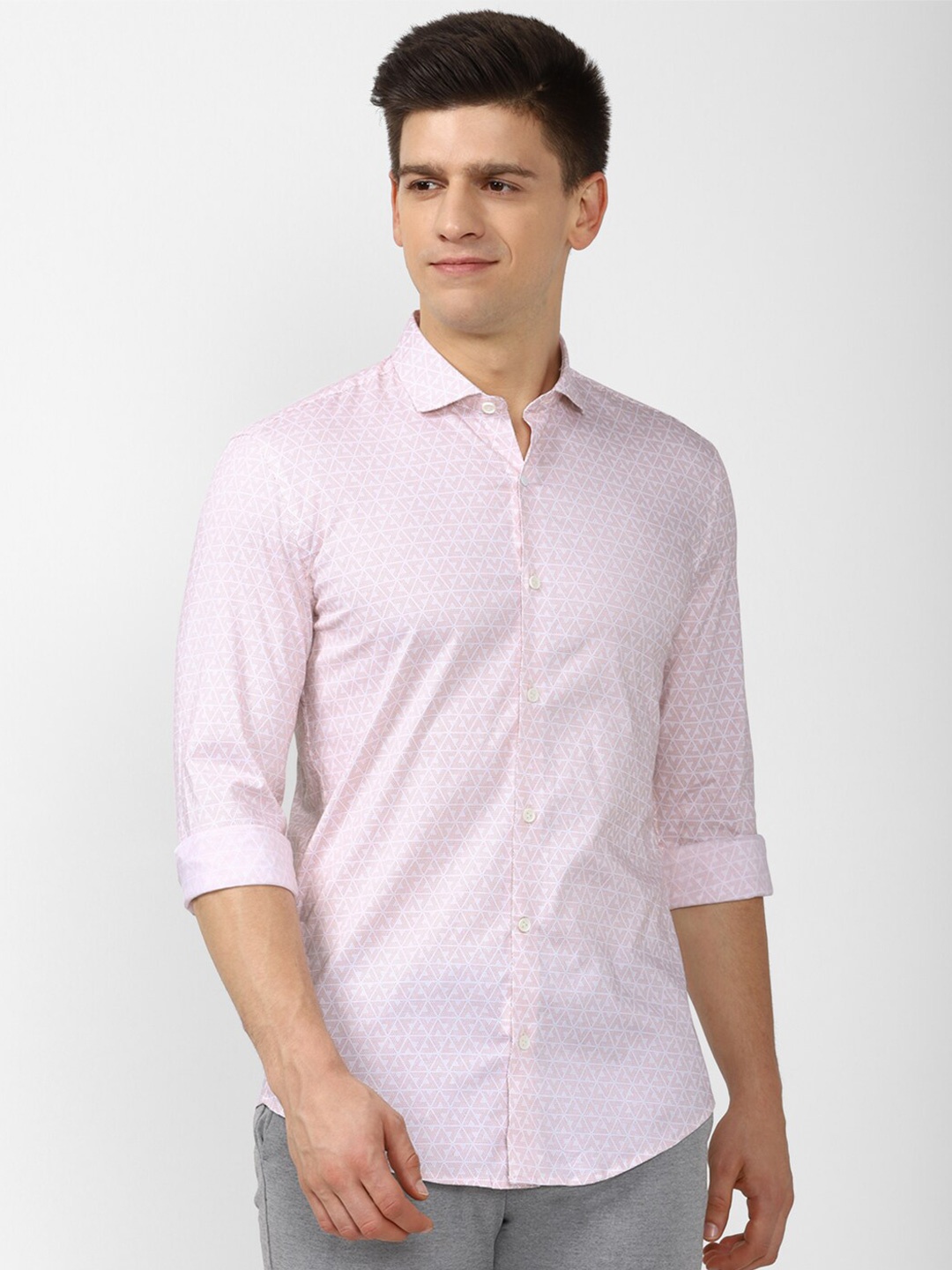 

Peter England Men Pink Slim Fit Printed Casual Shirt