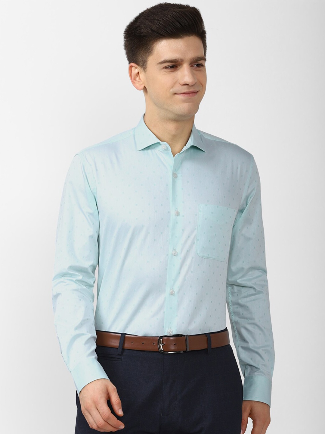 

Peter England Elite Men Green Formal Shirt