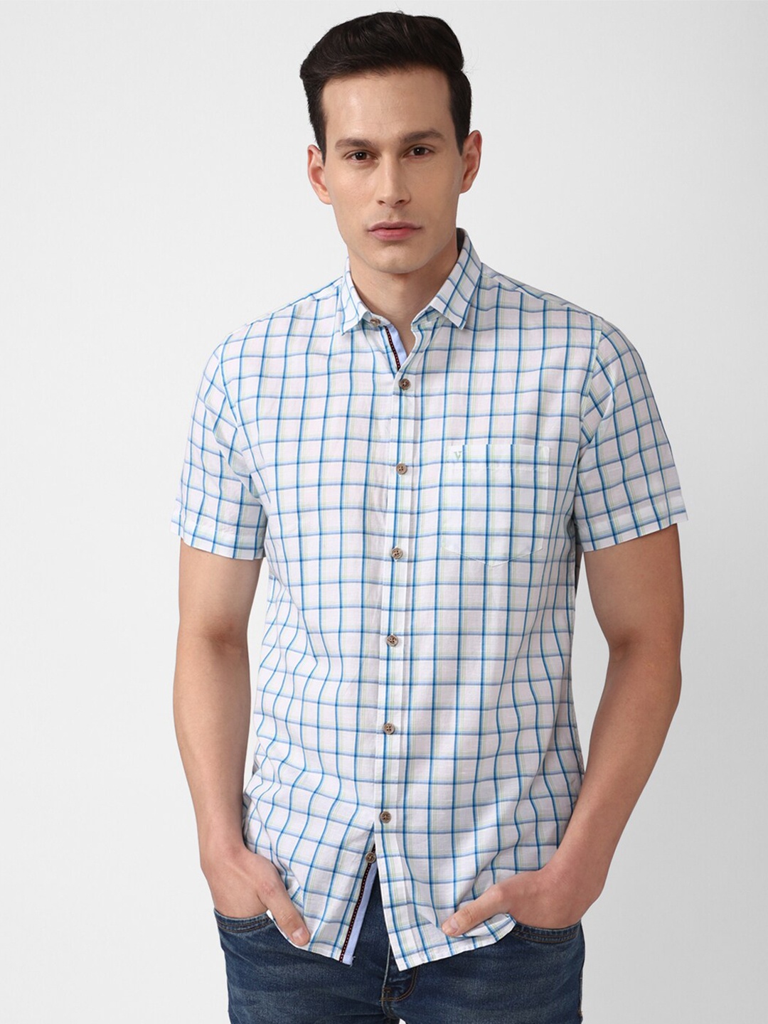 

Van Heusen Sport Men White Slim Fit Checked Casual Shirt