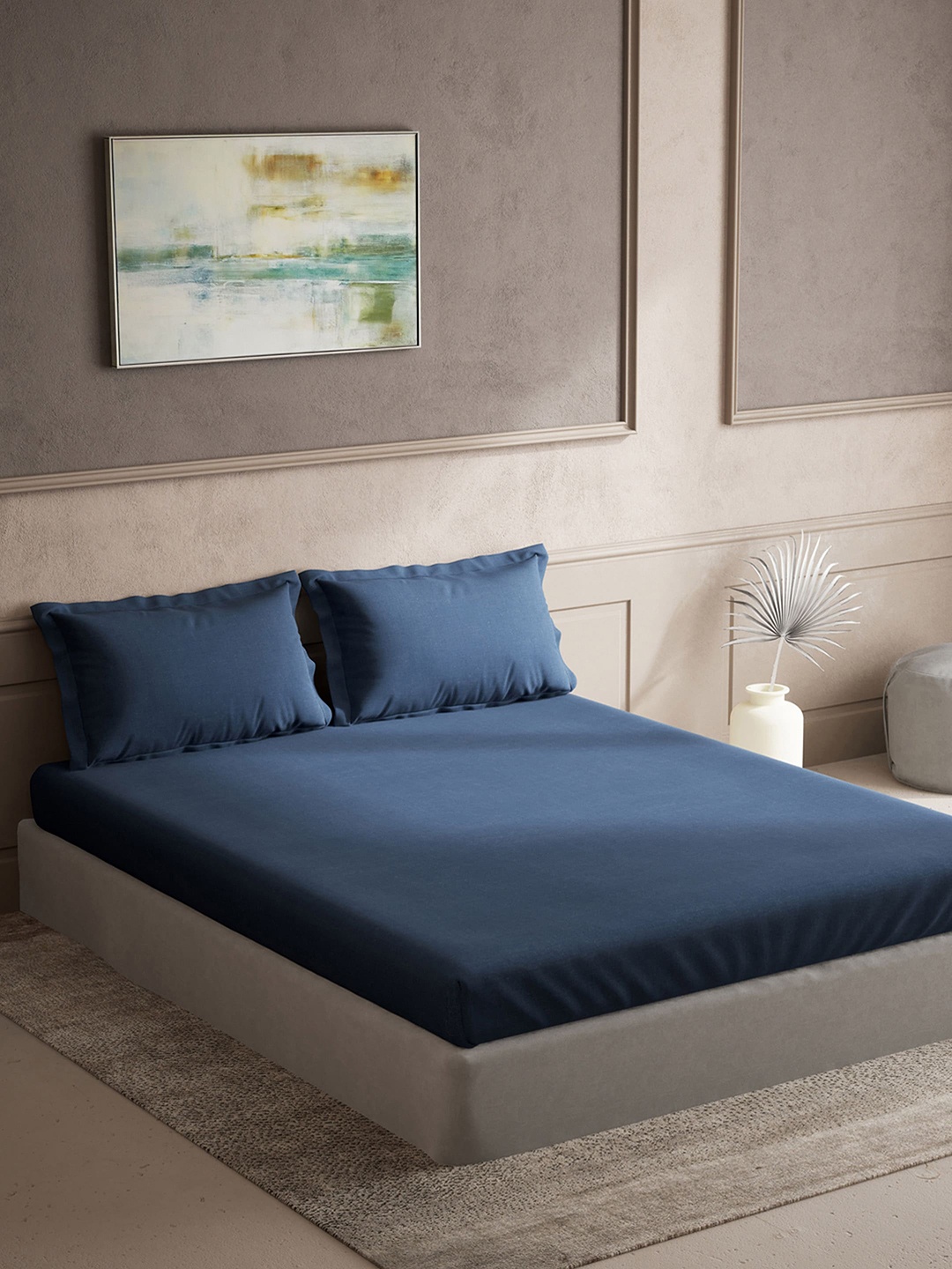 

DDecor Blue 150 TC Cotton King Bedsheet with 2 Pillow Covers