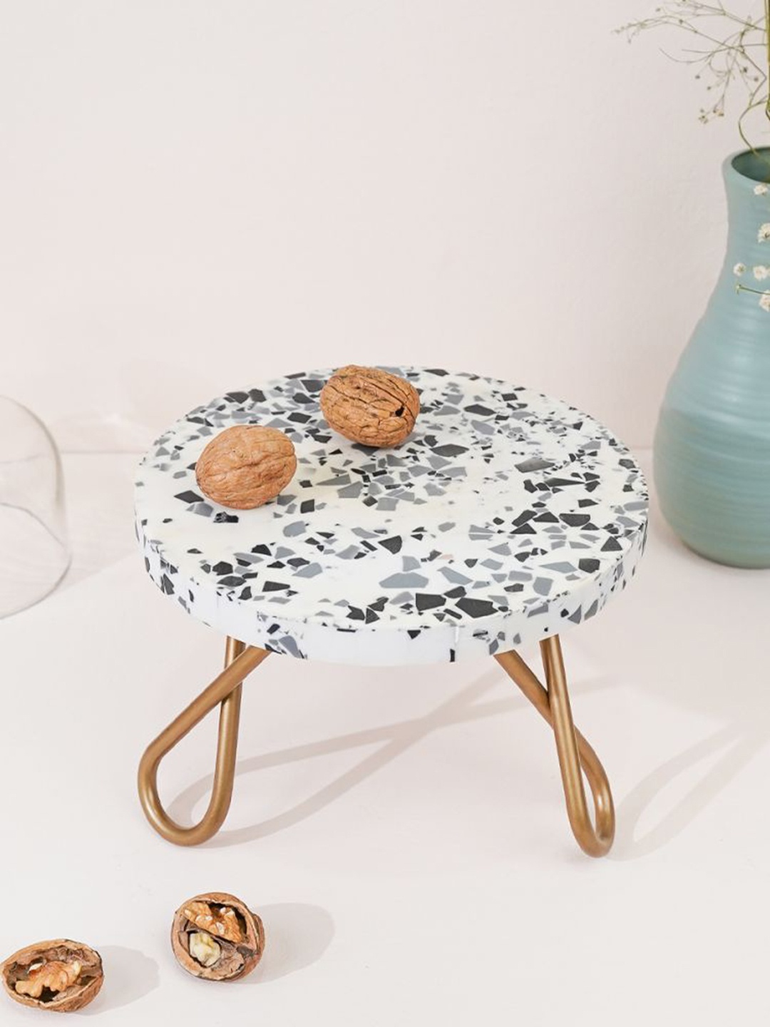 

CASA DECOR White & Grey Printed Cake Stand Serveware