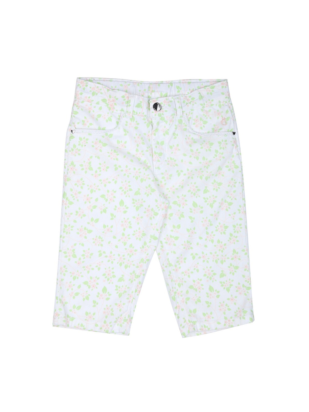 

Gini and Jony Girls White Floral Printed Shorts