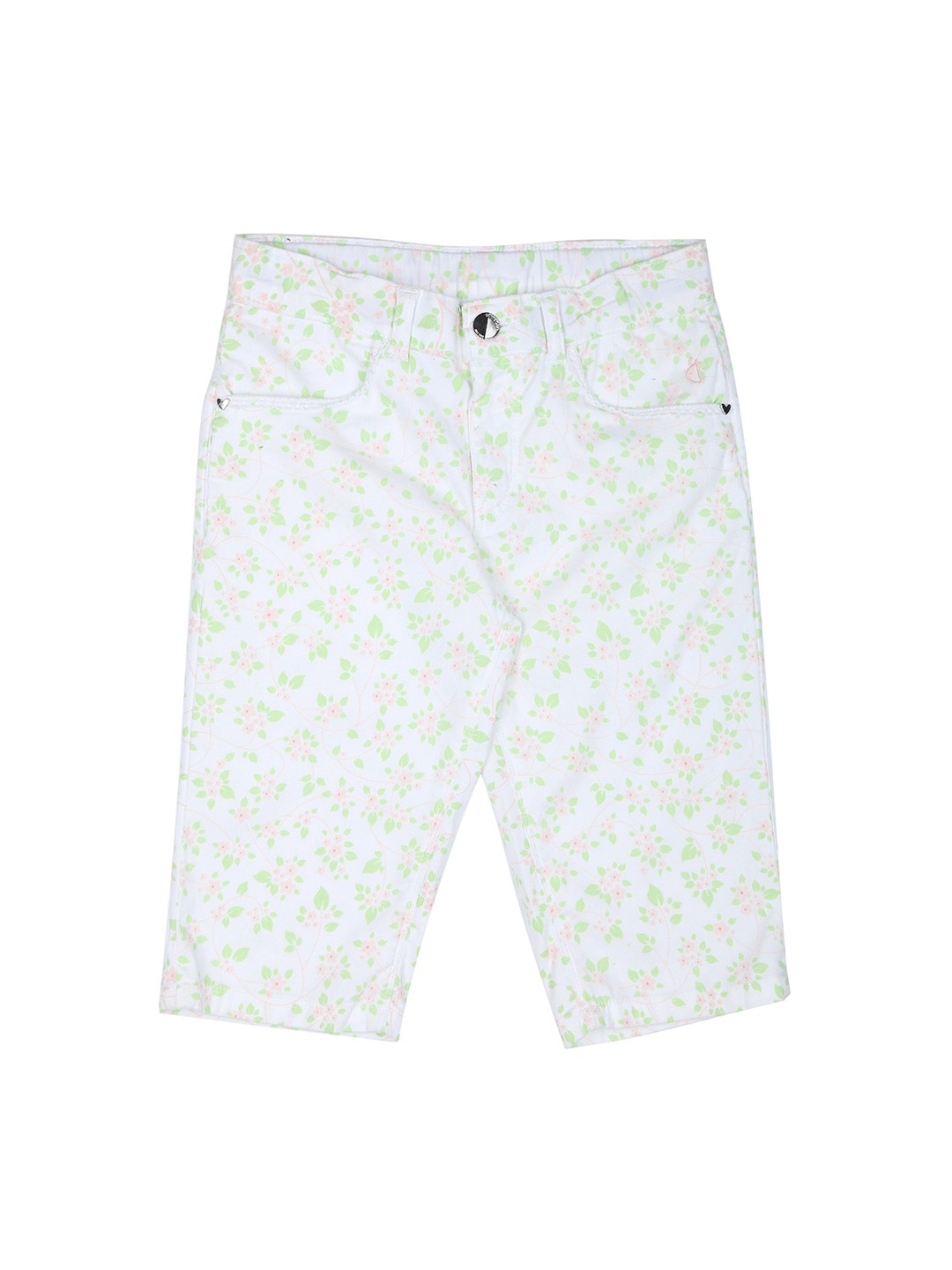 

Gini and Jony Girls White Floral Printed Shorts