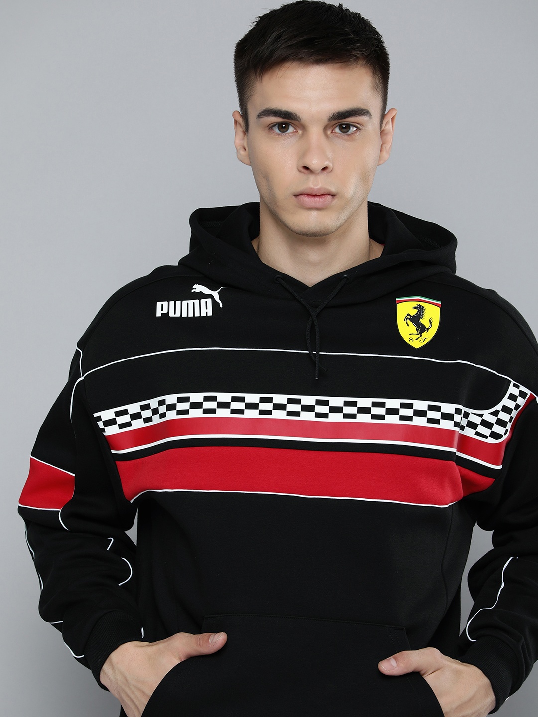 

PUMA Motorsport Men Brand Logo Printed Hooded Ferrari Race SDS Sweatshirt, Black