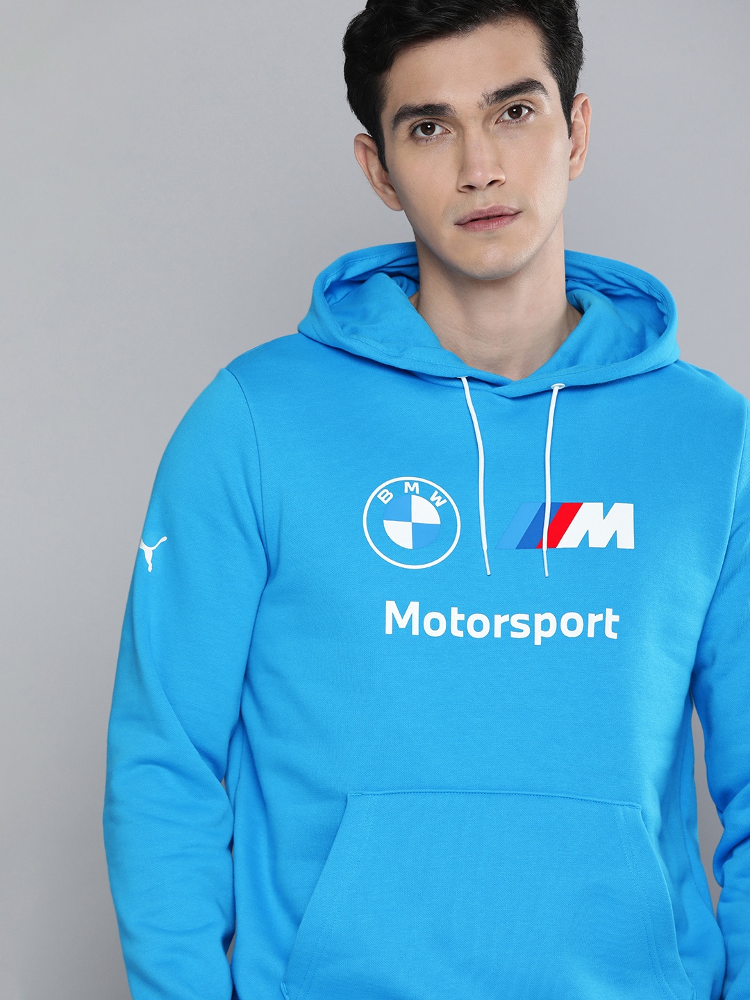

PUMA Motorsport Men Blue Brand Logo Printed BMW Hooded Motorsport Sweatshirt