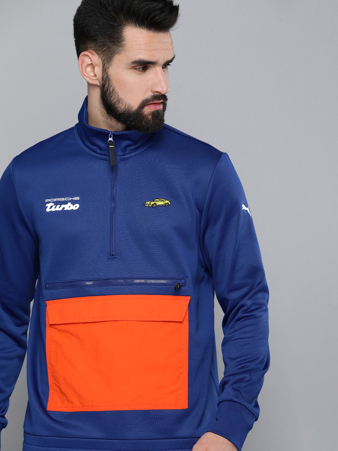 

PUMA Motorsport Men Blue & Orange Colourblocked Regular Fit Sweatshirt