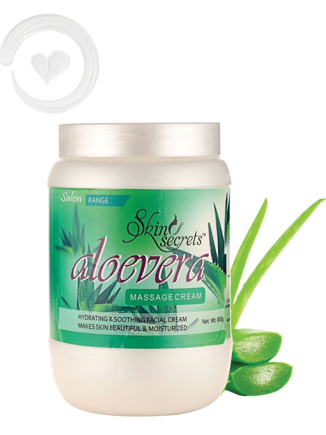 

Skin Secrets Cruelty-Free Aloe Vera Massage Cream For Hydrating & Soothing Skin - 800 g, Green
