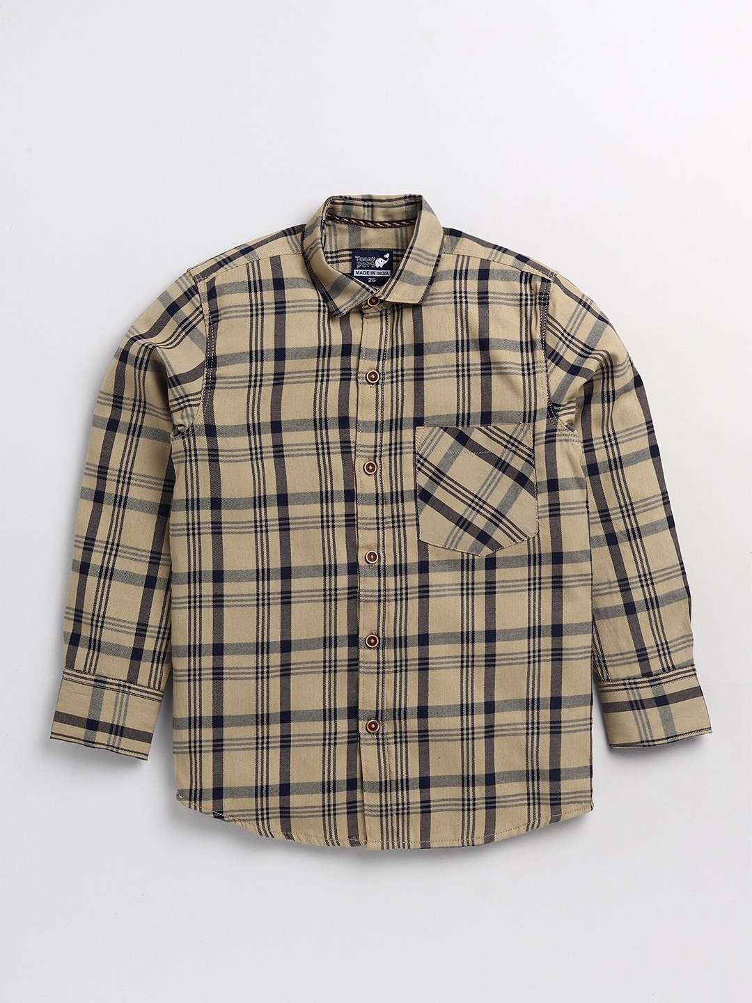

Toonyport Boys Beige and Black Tartan Checks Checked Casual Shirt