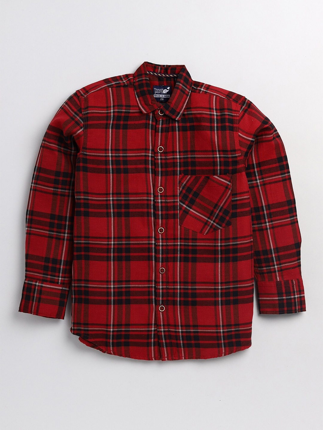 

Toonyport Boys Red Regular Fit Tartan Checked Cotton Casual Shirt