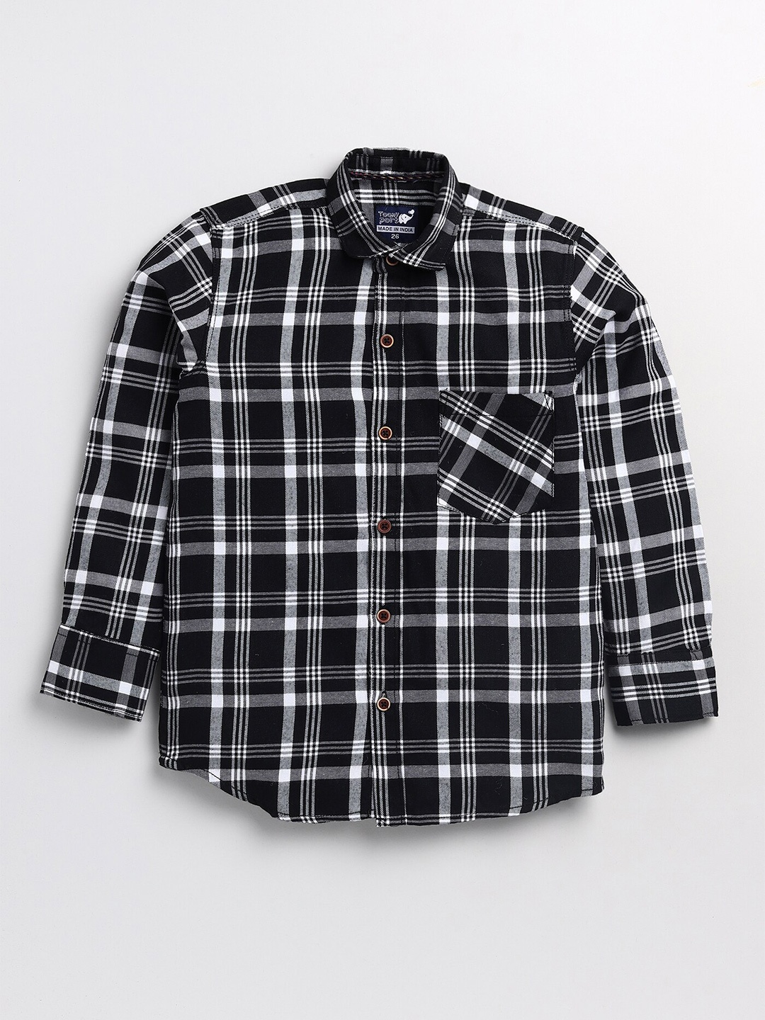 

Toonyport Kids-Boys Black Tartan Checks Checked Casual Shirt