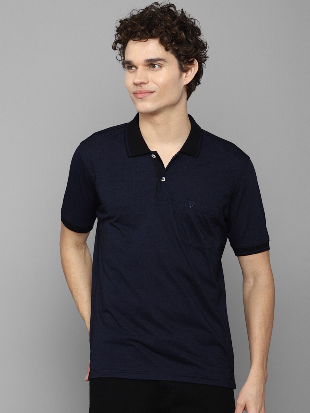 

Allen Solly Men Navy Blue Polo Collar T-shirt