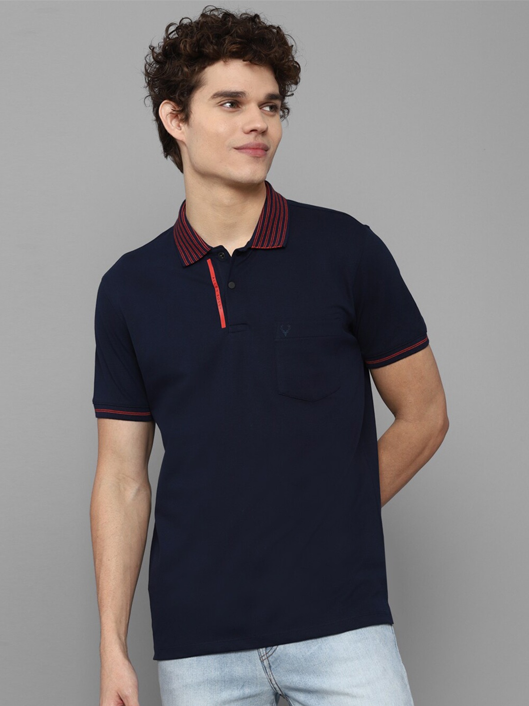 

Allen Solly Men Navy Blue Polo Collar T-shirt