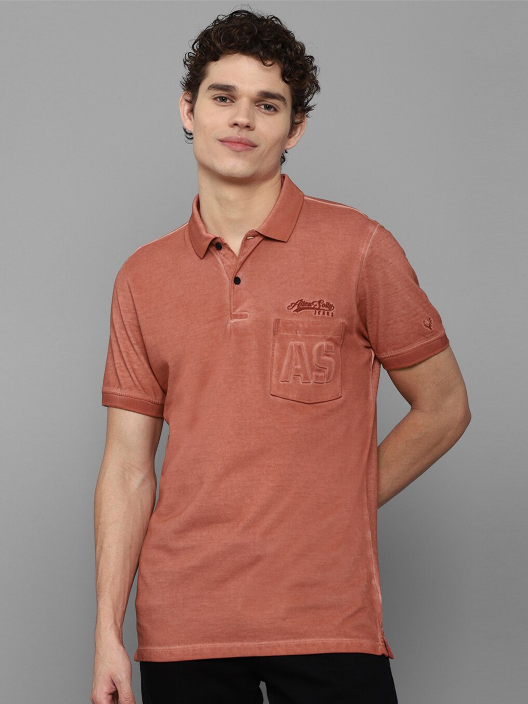 

Allen Solly Sport Men Red & cameo brown Polo Collar T-shirt