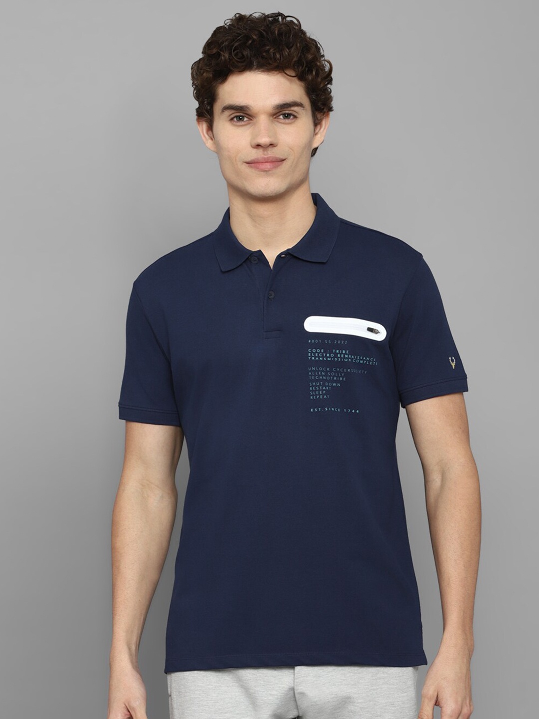 

Allen Solly Tribe Men Navy Blue Polo Collar T-shirt