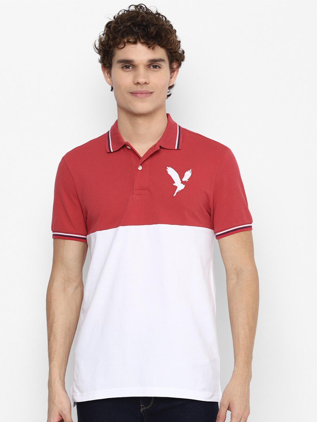 

AMERICAN EAGLE OUTFITTERS Men Red & magnolia Polo Collar T-shirt