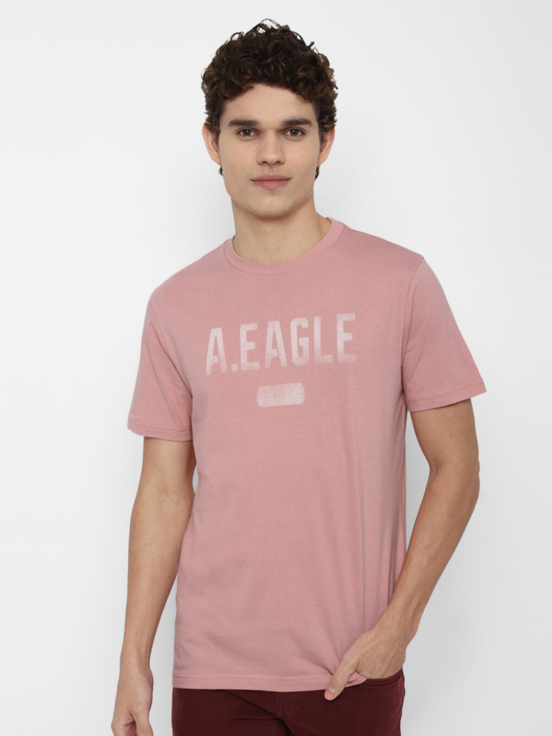 

AMERICAN EAGLE OUTFITTERS Men Pink Printed Cotton T-shirt