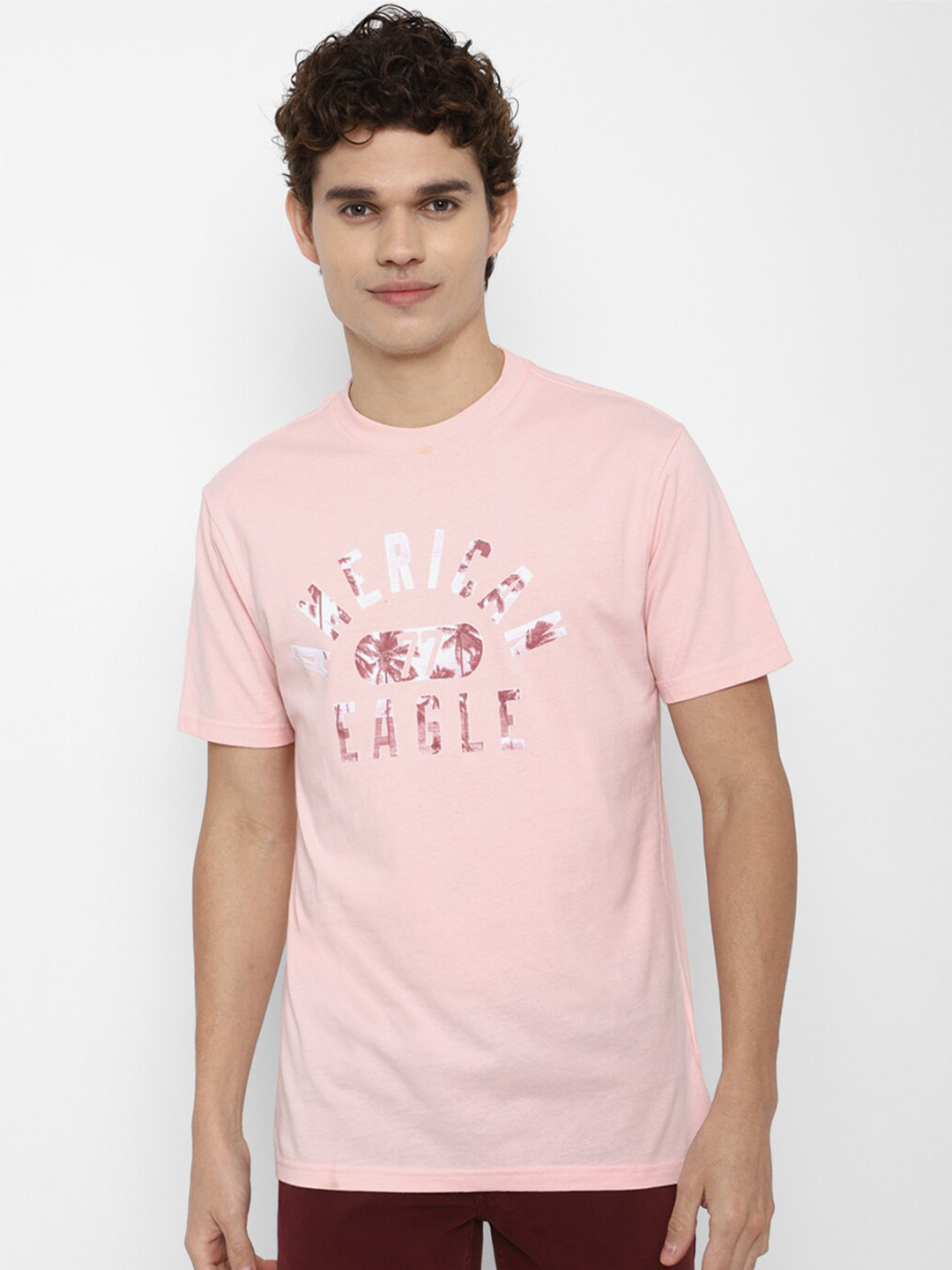 

AMERICAN EAGLE OUTFITTERS Men Pink Typography Printed T-shirt