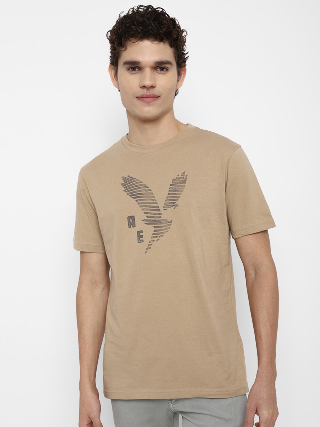 

AMERICAN EAGLE OUTFITTERS Men Khaki Typography Printed T-shirt