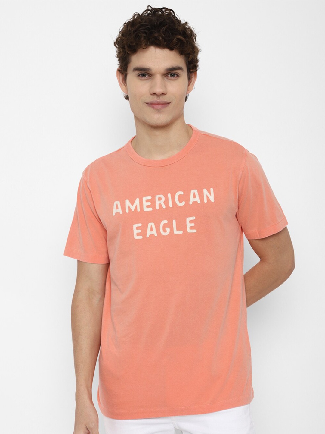 

AMERICAN EAGLE OUTFITTERS Men Orange Typography Printed T-shirt