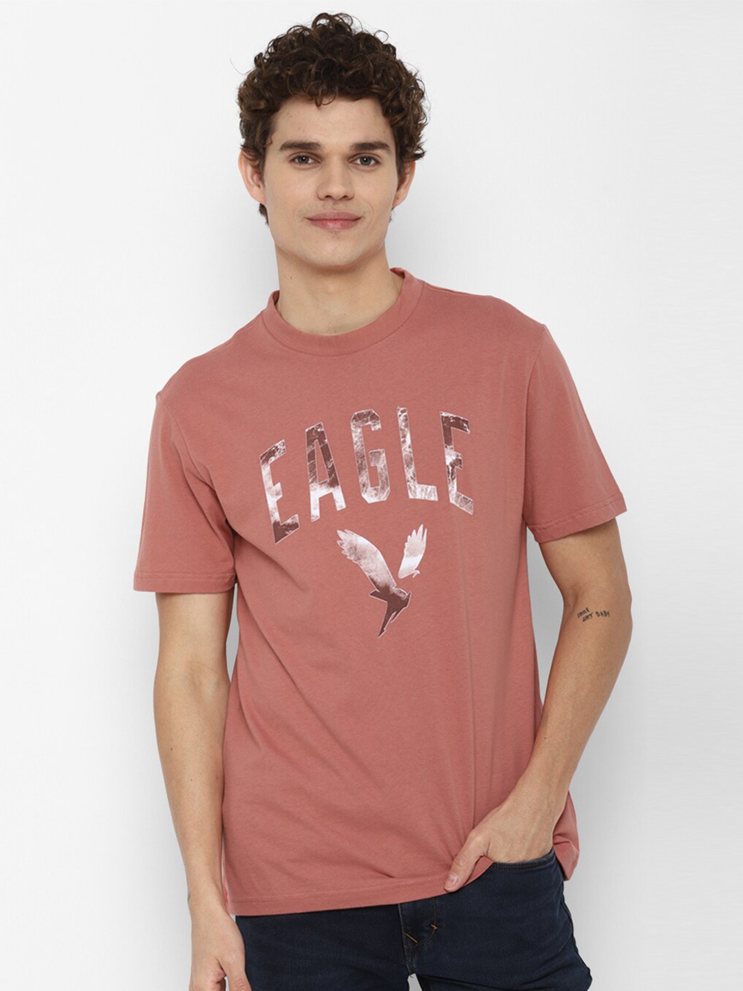 

AMERICAN EAGLE OUTFITTERS Men Pink Typography Printed T-shirt