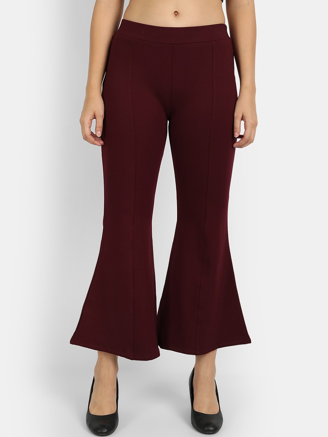 

Next One Women Maroon Flared High-Rise Trousers