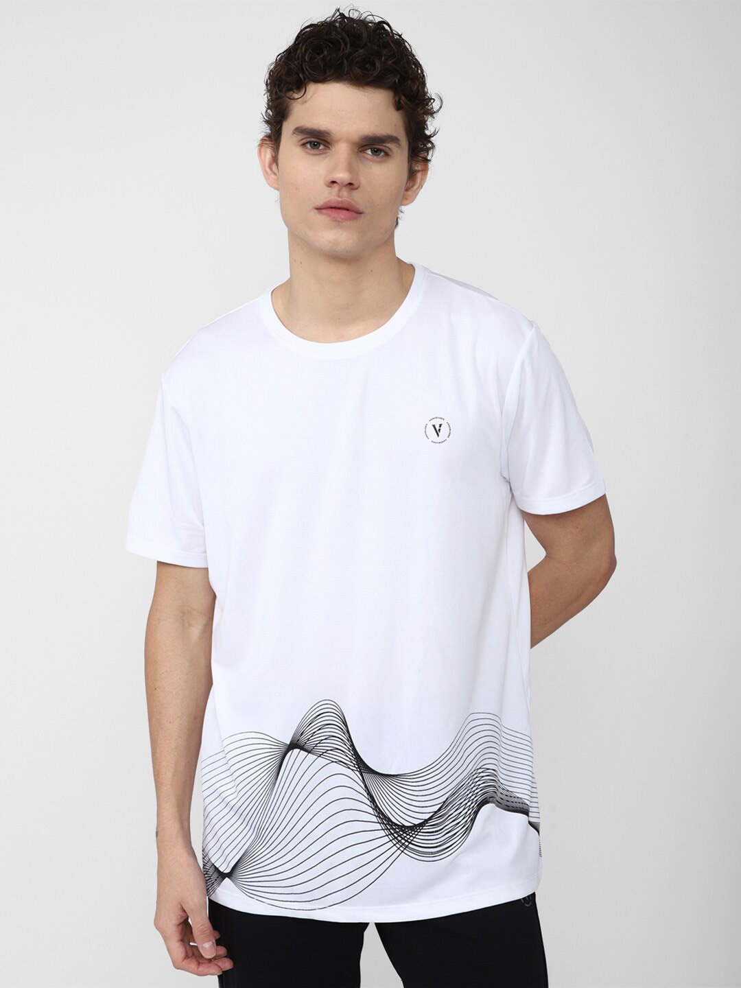 

Van Heusen Flex Men White Raw Edge Slim Fit T-shirt