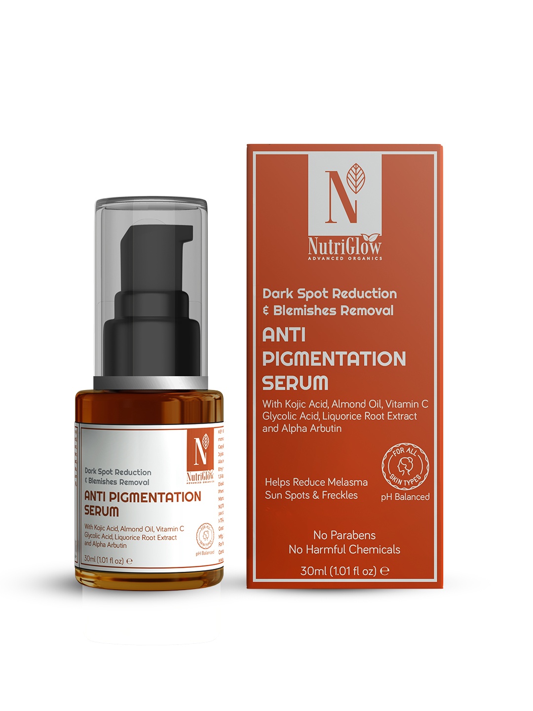 

Nutriglow Advanced Organics Anti-Pigmentation Serum with Liquorice Extract & Vit C-30ml, Brown
