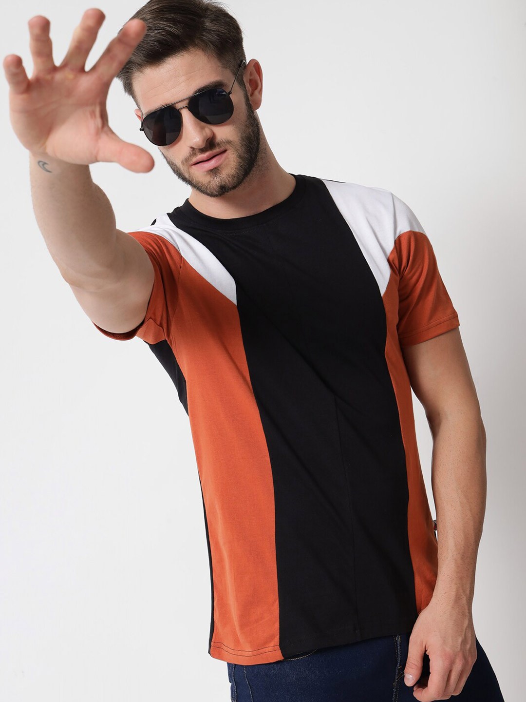 

The Dry State Men Multicoloured & xiketic Colourblocked T-shirt, Multi