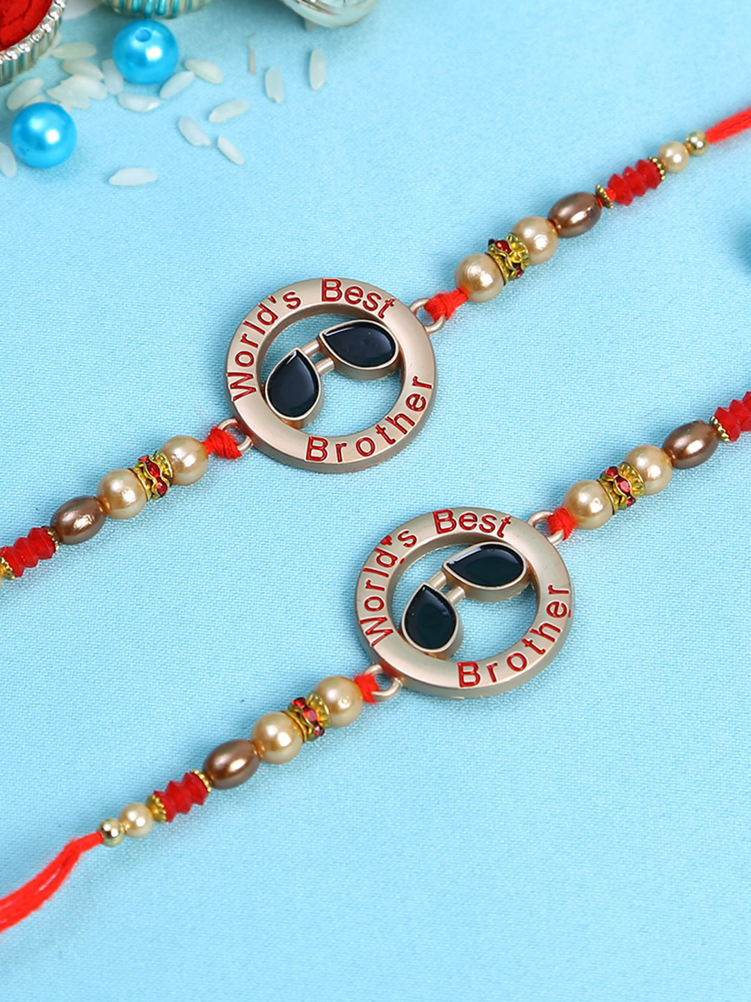 

Aapno Rajasthan Set of 2 Beaded Rakhi, Multi