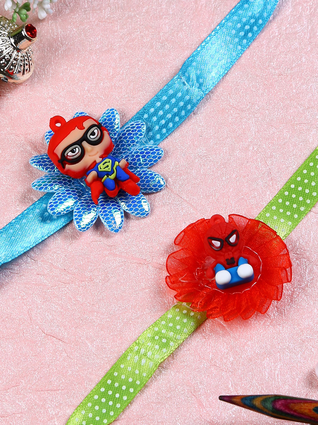 

Aapno Rajasthan Kids Set of 2 Superheroes Rakhi, Blue