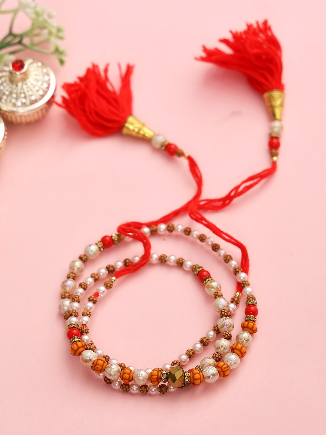 

Aapno Rajasthan Set of 3 Red Rudraksh Rakhi