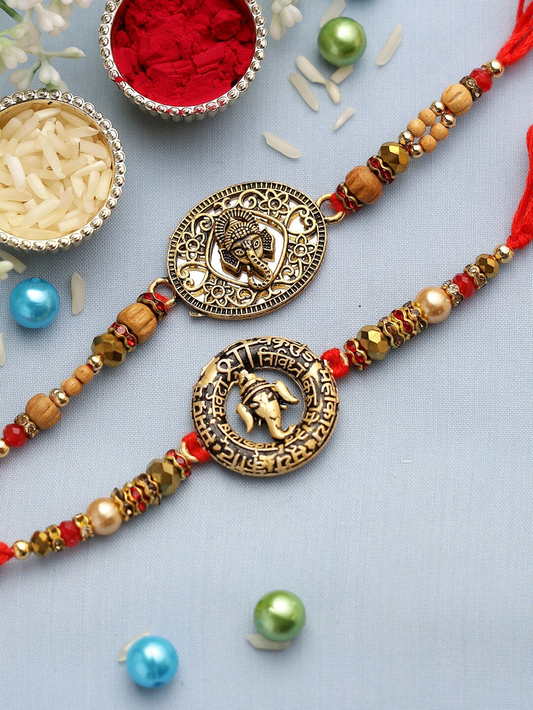 

Aapno Rajasthan Set of 2 Ganesha Rakhis, Multi