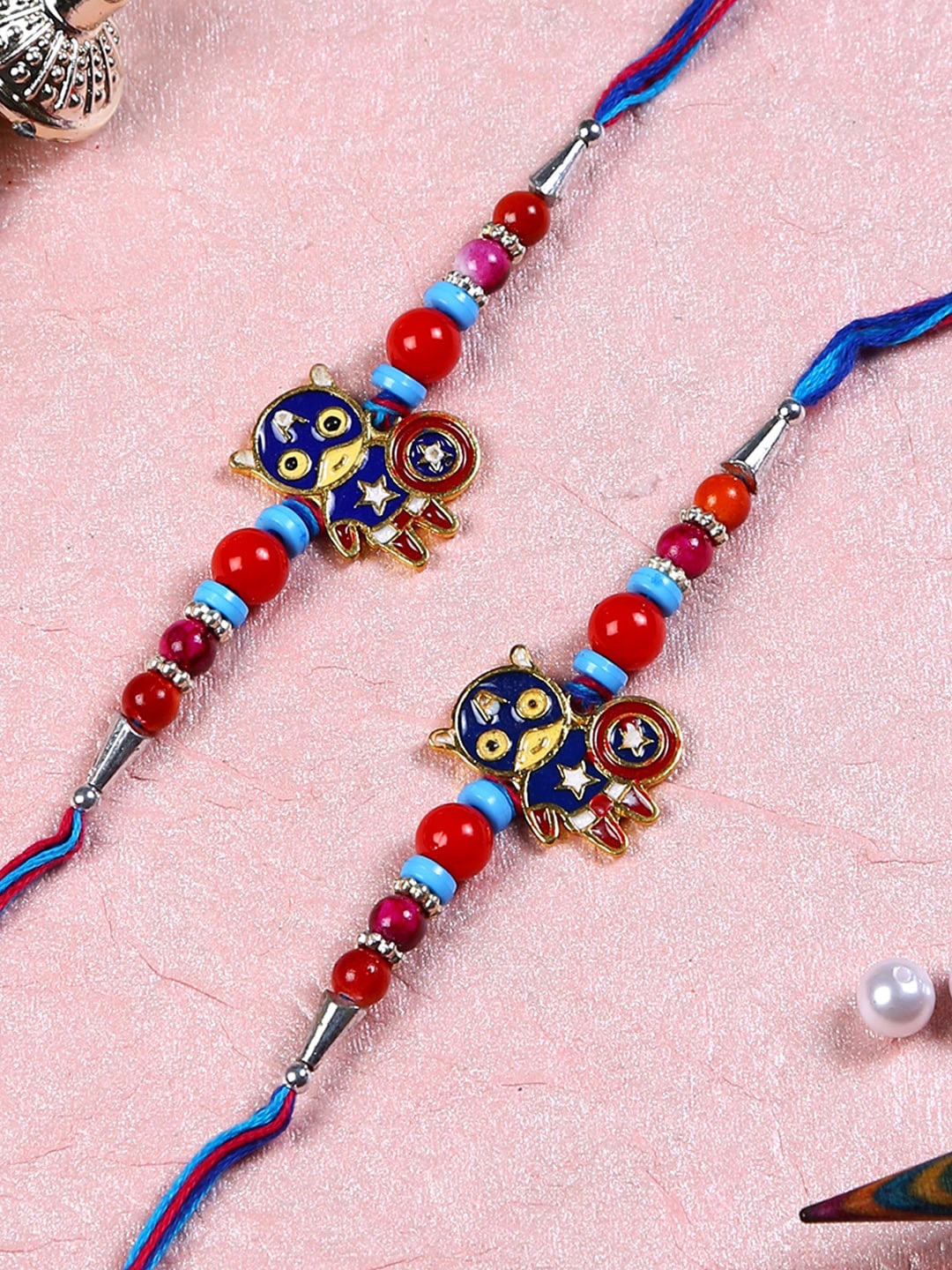

Aapno Rajasthan Set of 2 Captain America Rakhis, Blue