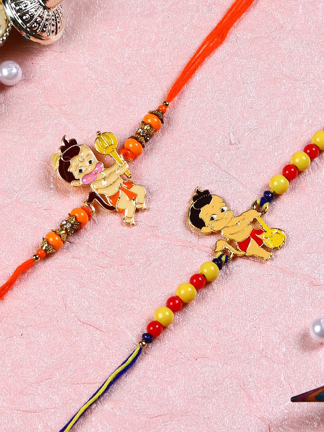 

Aapno Rajasthan Set of 2 Baby Hanuman Rakhis, Orange