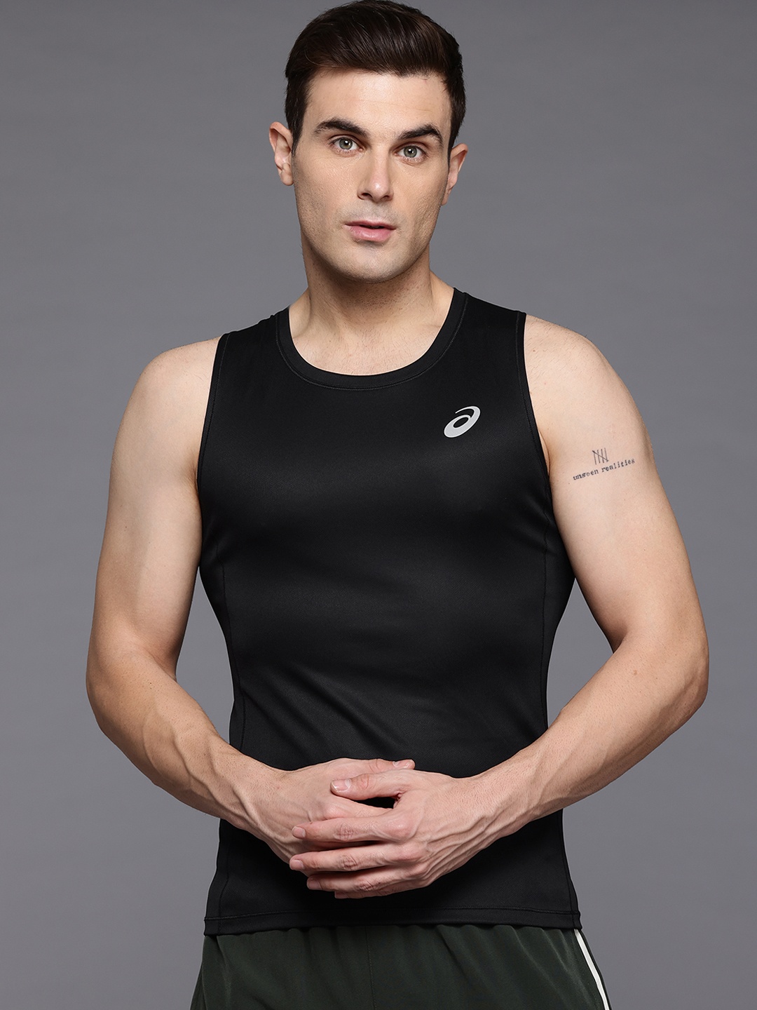 

ASICS Silver Singlet Sports T-shirt, Black