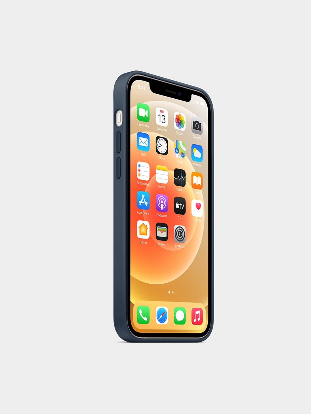 

TREEMODA Navy-Blue Solid Leather Apple iPhone 12 Promax Phone Back Case