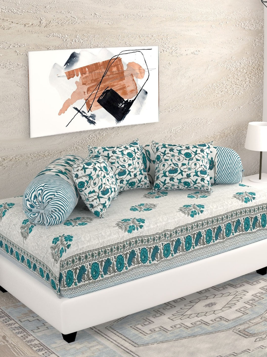 

Salona Bichona Green & Blue Printed 144TC Pure Cotton Diwan Set
