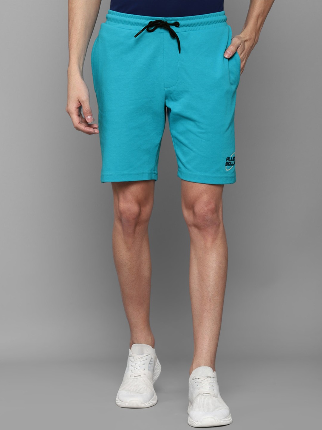 

Allen Solly Tribe Men Blue Solid Cotton Slim Fit Shorts