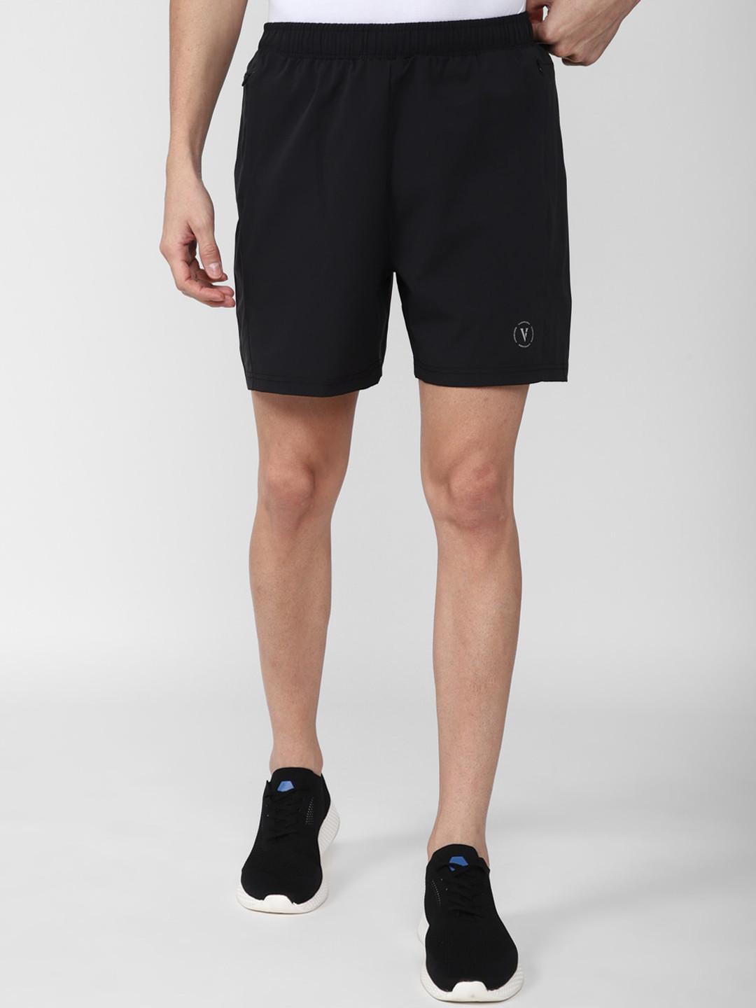 

Van Heusen Flex Men Black Solid Sports Shorts
