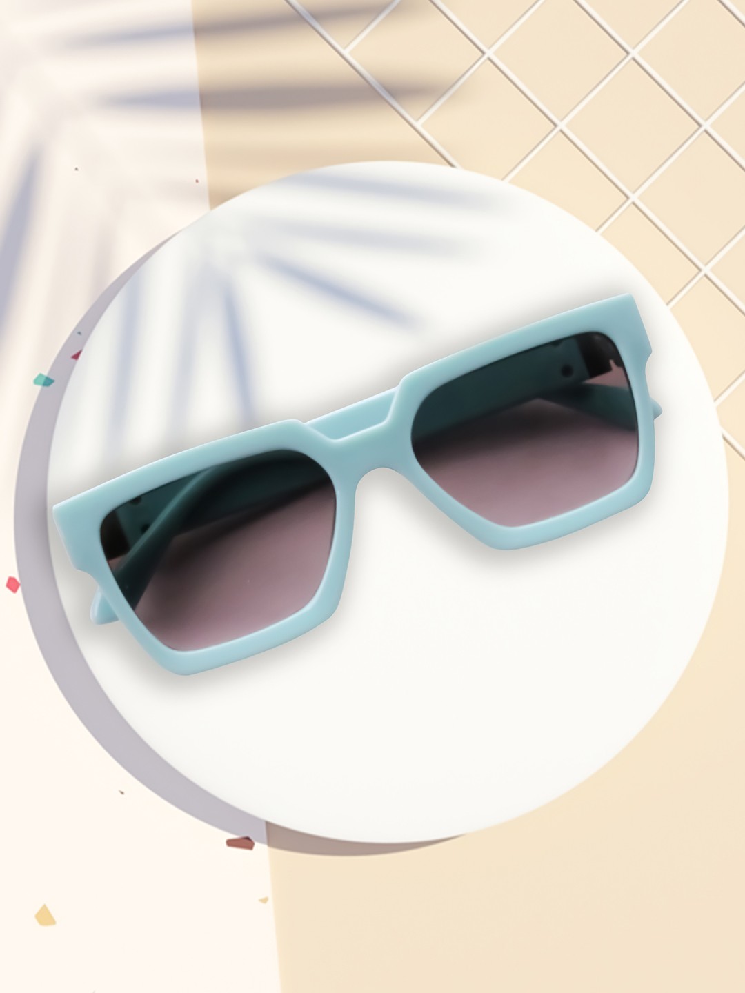 

Spiky Unisex Kids Grey Lens & Blue Square Sunglasses with UV Protected Lens, Turquoise blue