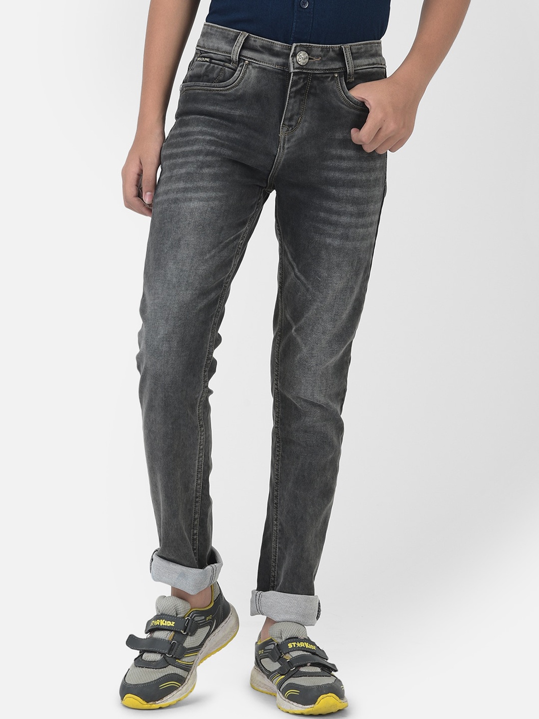 

Crimsoune Club Boys Grey Urban Slim Fit Light Fade Stretchable Jeans