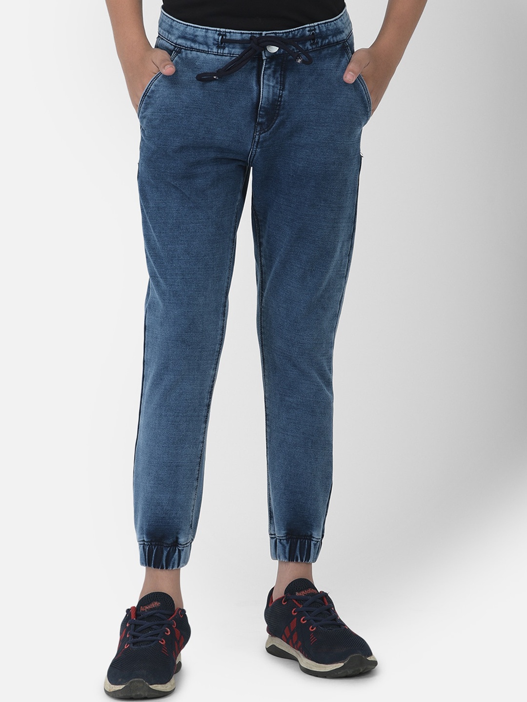 

Crimsoune Club Boys Blue Solid Denim Slim-Fit Joggers