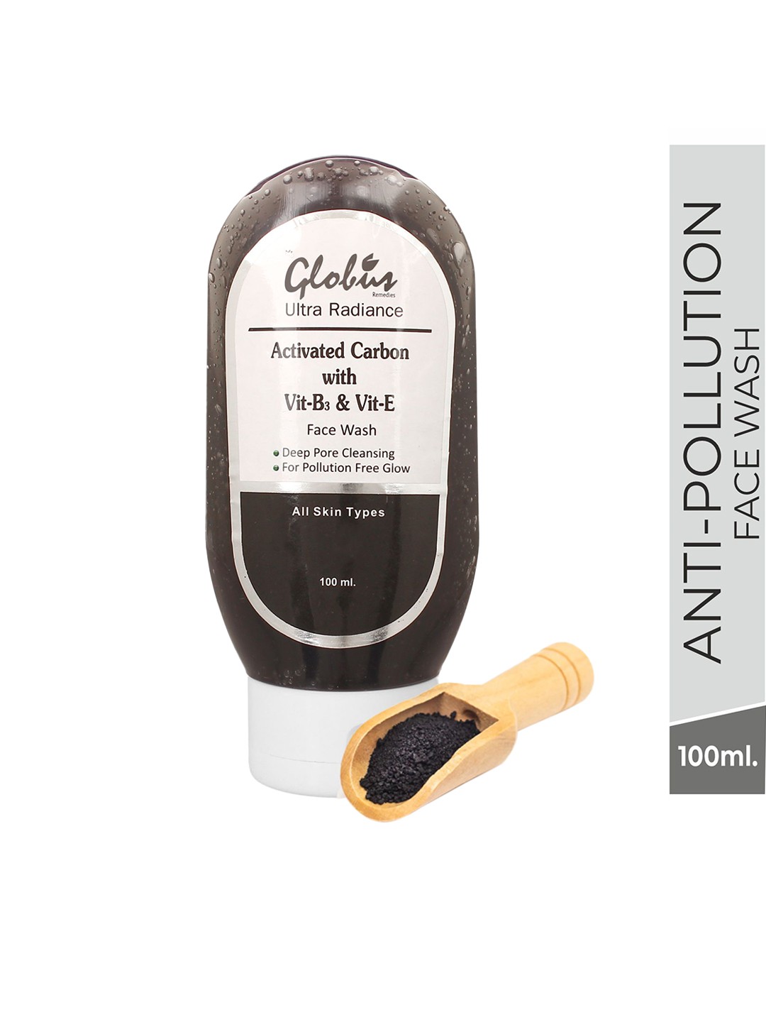 

Globus Remedies Activated Carbon Anti-Pollution Face wash 100ml, Black