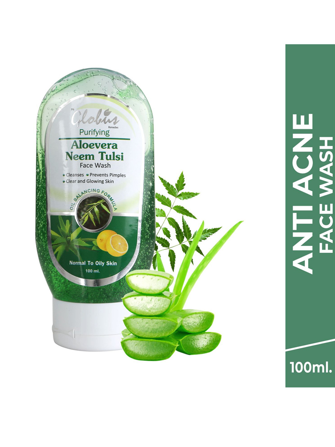 

Globus Remedies Aloe Vera Neem Tulsi Acne Control Face Wash, 100 ml, Green